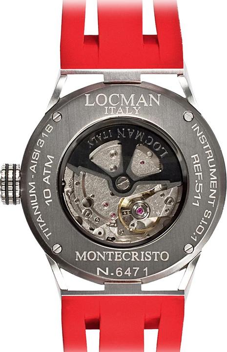 Produktbild Locman Italy Herrenuhr Montecristo Classic Automatik rot Ref. 051 (Analoguhr, 44 mm)
