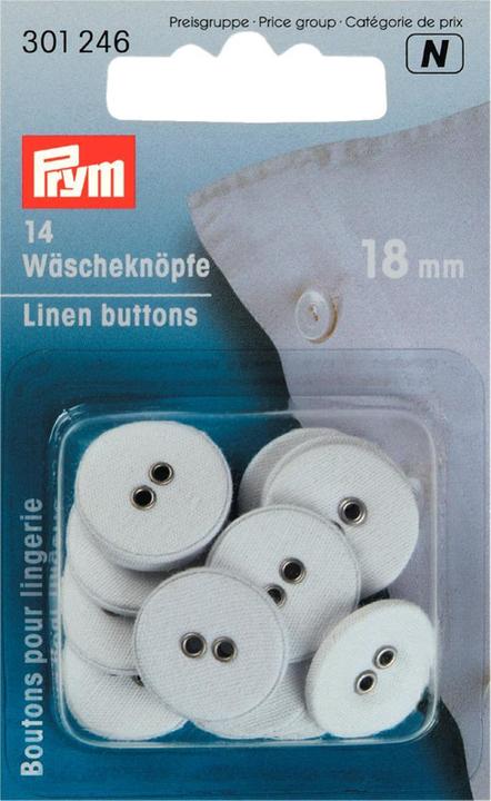 Produktbild Prym Wäscheknopf Leinen, weiss 18 mm, Karte 14 Stk.