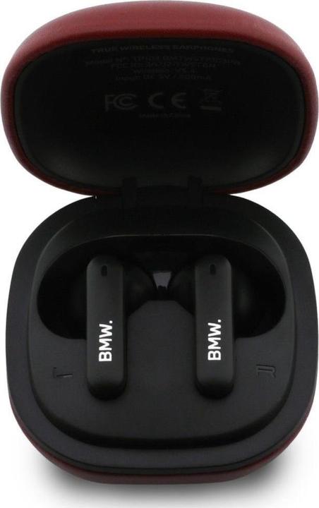 Actual product image BMW Headphones Bluetooth TWS Leather Metal Logo ENC red (30 h, Docking, Wireless)