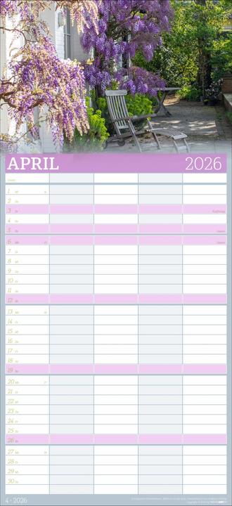 Produktbild Garten Familienplaner 2026 (22 x 48 cm, Deutsch)