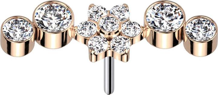 Immagine prodotto Star Piercing Threadless oro rosa fiori cristalli argento quattro cristalli (senza ottone, Titanio)