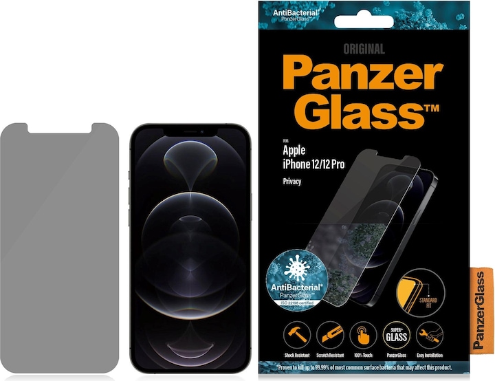PanzerGlass Screen Protector Privacy (1 Piece, Apple iPhone 12, Apple iPhone 12 Pro)
