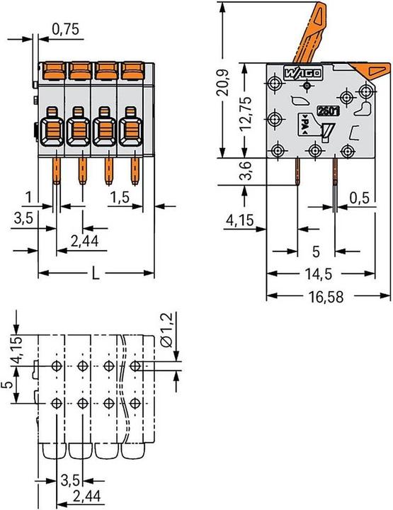 Actual product image Wago PCB terminal