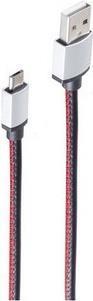 Produktbild Shiverpeaks USB Ladekabel USB A-ST auf USB Micro B-ST Leder schwarz 0,9m (0.90 m, USB 2.0)