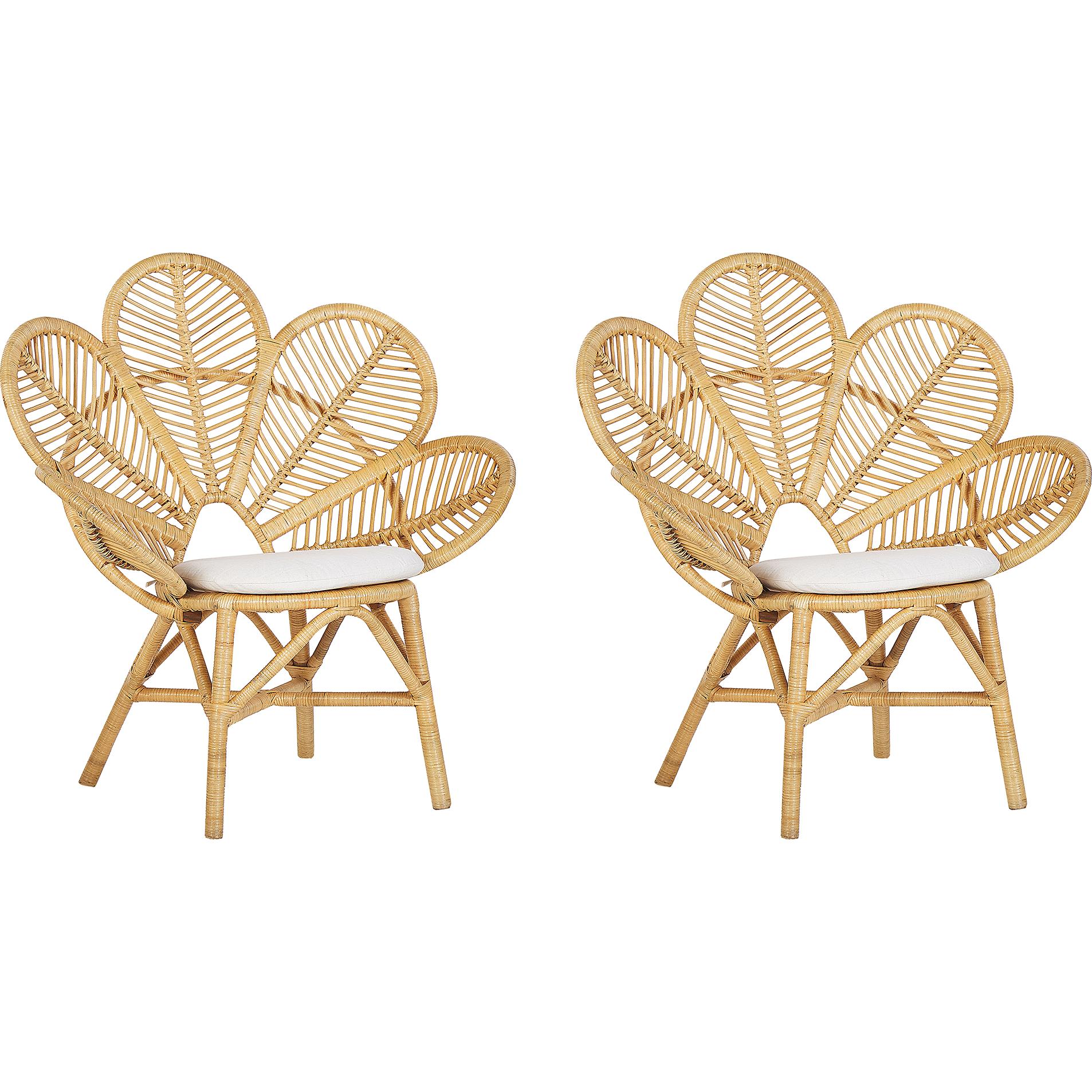 Thumbnail - Beliani, Sessel, Bilianis Set aus 2 Stühlen Pw Rattan rosa-gelb FLORENTINA