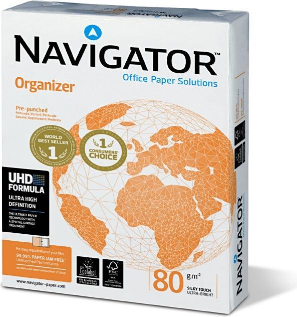 Image du produit Navigator Papier à copier Organizer DIN A4 80 g/qm 2 perforations 500 feuilles (A4, 500 feuilles, 80 g/m²)