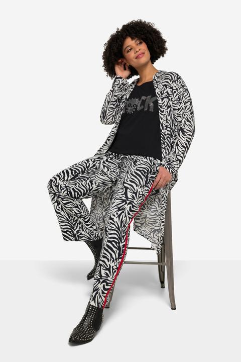 Actual product image Angel of Style Straight Wide Leg Zebra Print Pants with Side Stripes and Elastic Waist (50)