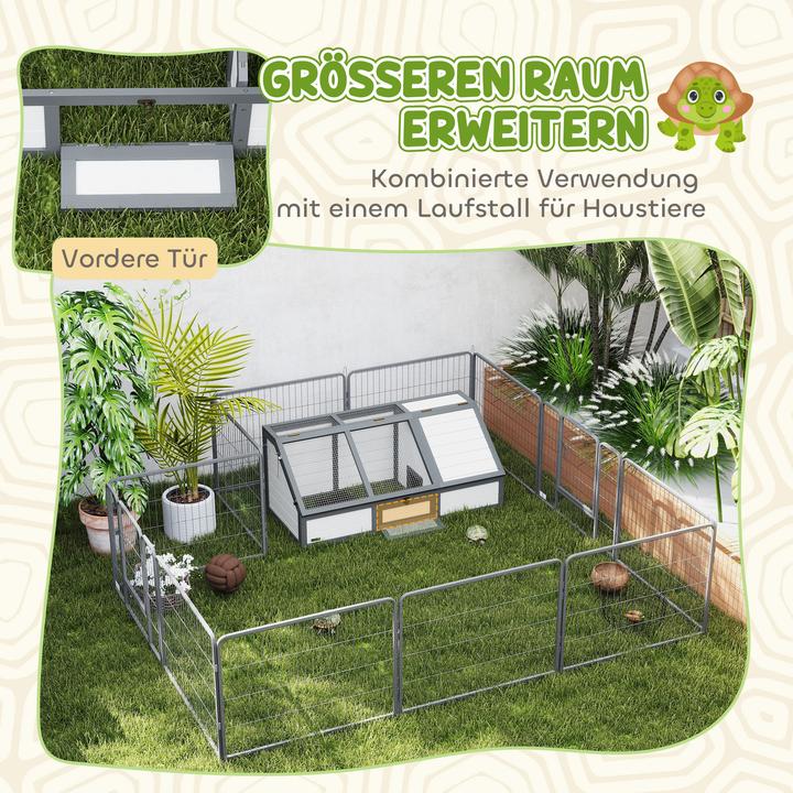 Image du produit PawHut Schildkrötenhaus Tannenholz, Verzinkter Stahl Weiss