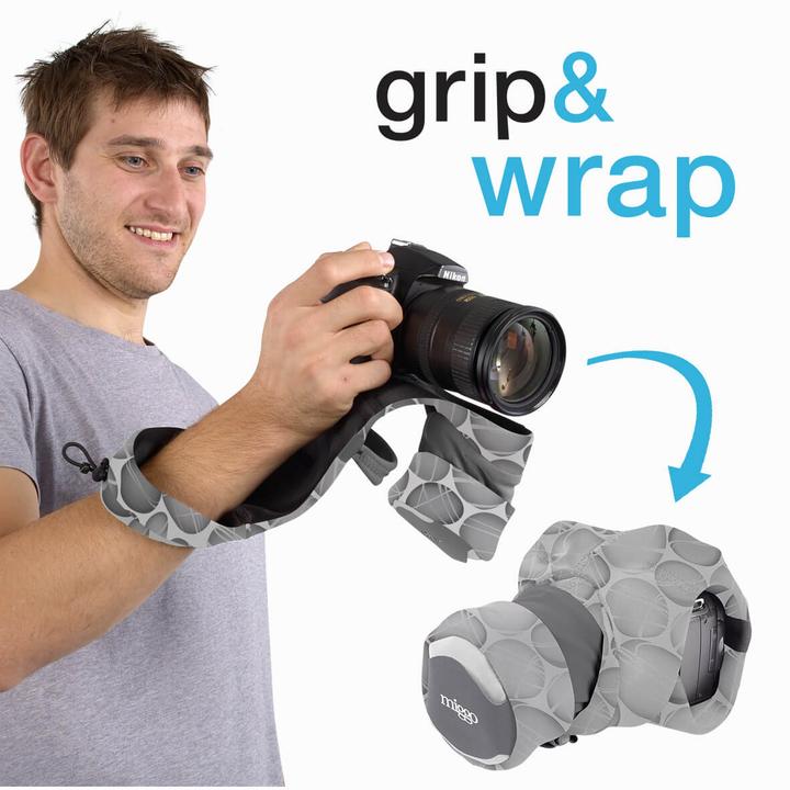 Image du produit miggo Grip & Wrap, Digital camera, Spandex, Neoprene, Grey, DSLR, 41 cm, 140 mm