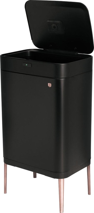 BerlingerHaus Design Abfalleimer aus Metall, mit Sensor, 60l, schwarz-rosÃ©gold (60 l)
