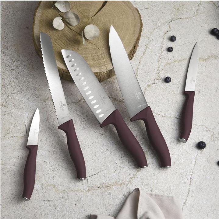Produktbild BerlingerHaus Haus 6-teiliges Messer-Set mit Messerblock matt bordeaux Leonardo Collection