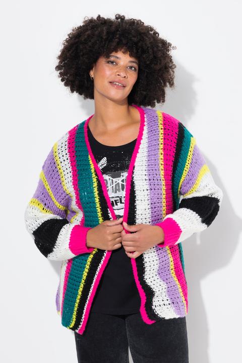 Produktbild Angel of Style Strickjacke, Straight Fit, bunten Streifen, Ballonärmel (50, 52)