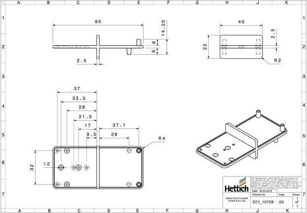 Actual product image Hettich Ankrn-Schablone (Perforated plate, 1 pcs.)