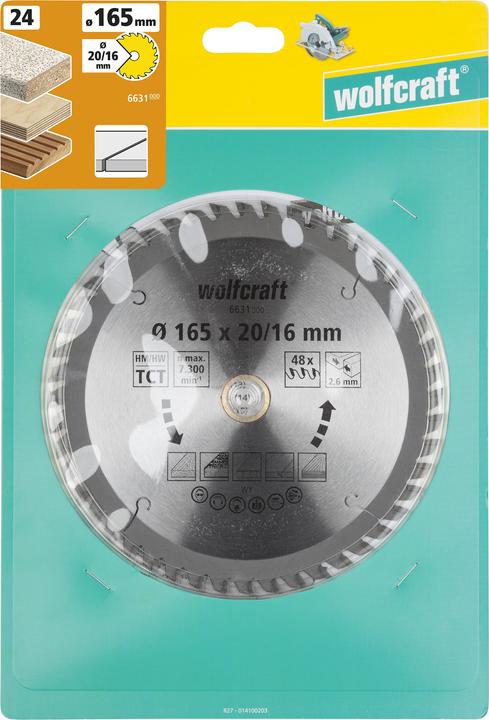 Produktbild wolfcraft wolfcraft 1 Kreissägeblatt HM 56 Z. ø184x20/16 mm