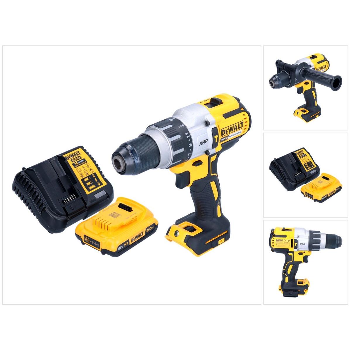 DeWalt, Bohrmaschine + Akkuschrauber, DCD 996 D1 Akku Schlagbohrschrauber 18 V 95 Nm Brushless + 1x Akku 2,0 Ah + Ladege...
