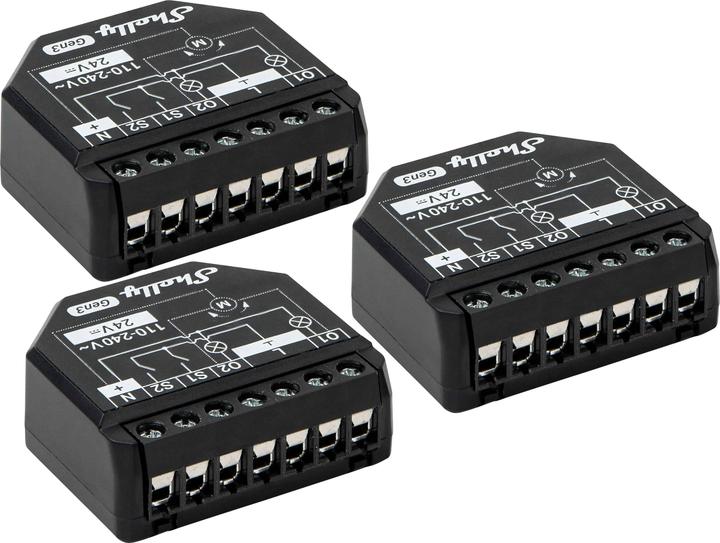 Produktbild Shelly WLAN-Schaltaktor 2PM Gen3, 2 Kanal, Bluetooth, 3 Stück (Schaltaktor)