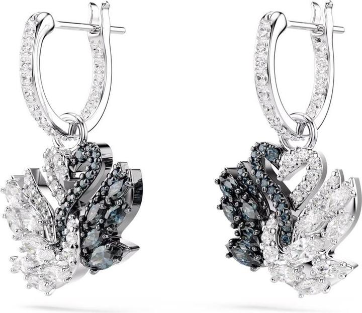 Actual product image Swarovski Swan Drop Ohrhänger Schwan Schwarz (Swarovski Metal)