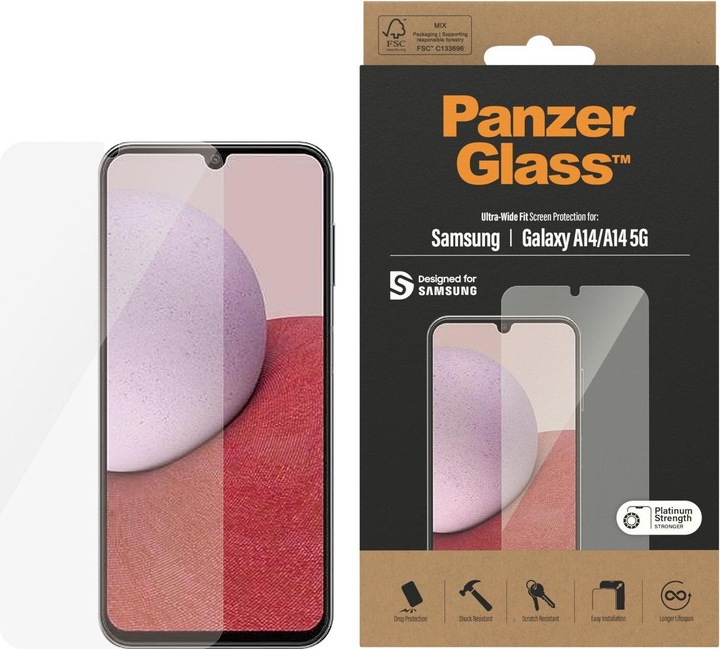 Actual product image PanzerGlass Ultra-Wide Fit (1 Piece, Samsung Galaxy A14 5G, Samsung Galaxy A14)