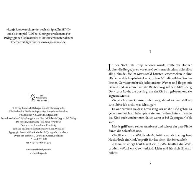 Thumbnail - Ronja, Räubertochter, Kinderbücher von Astrid Lindgren