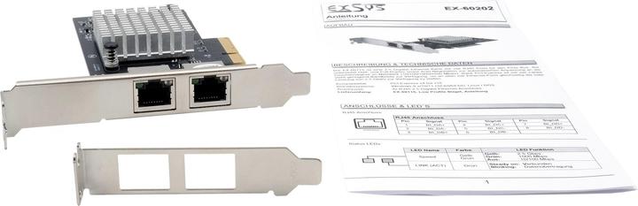 Actual product image Exsys PCI-E Card Ethernet 2x 1 Gbit/s (Intel) (PCI-E x4)
