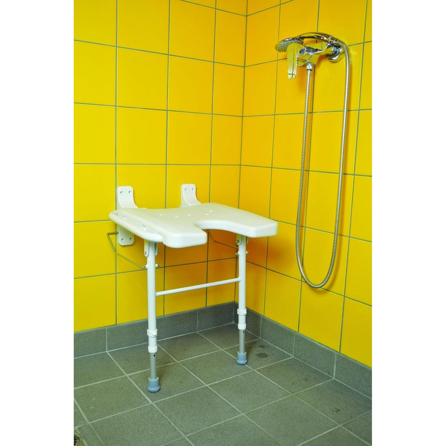 Identites, Badewannensitz + Duschhocker, Klappbarer Duschhocker mit Wandmontage, höhenverstellbar und ergonomisch (130 kg)