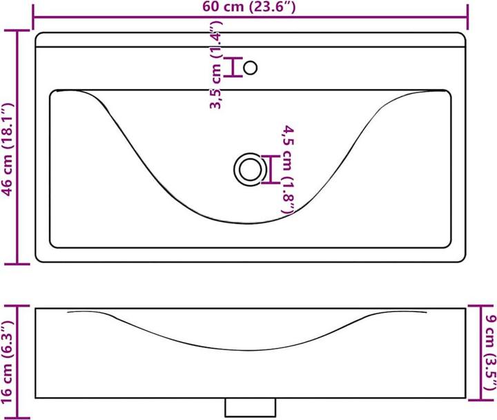 Produktbild vidaXL Becken (460 mm, 600 mm)