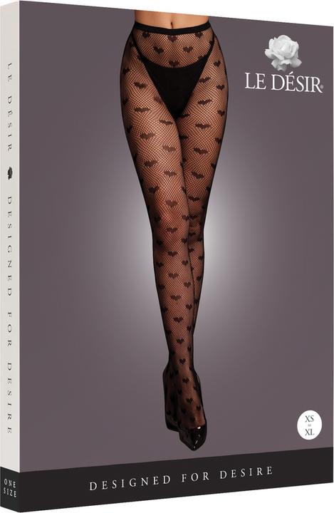 Actual product image Le Désir Heart Patterned Tights - One Size - Black (One size)
