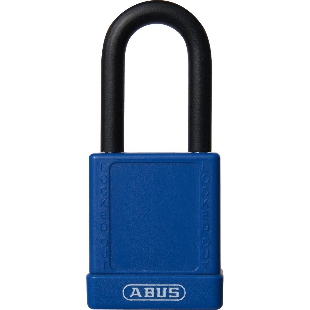 Brady, Vorhängeschloss, Hochsicherheitsschloss, Aluminiumschloss mit Nylonschutz, mit Stahlbügel, Blau, 38mm Bügelhö