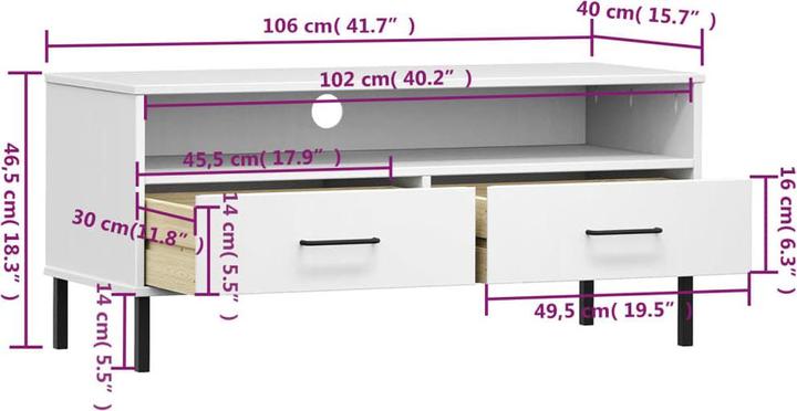 Produktbild vidaXL TV-Schrank (106 x 40 x 46.50 cm)