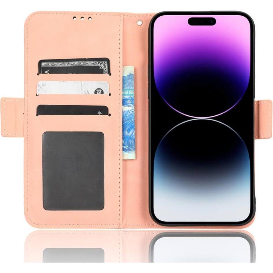 Thumbnail - Cover-Discount iPhone 15 Pro Max - Etui mit vielen Kartenfächer rosa (Apple iPhone 15 Pro Max), Smartphone Hülle, Rosa