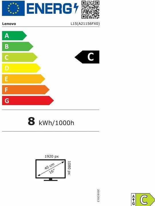 Energy Label Lenovo L15 (1920 x 1080 pixels, 15.60")
