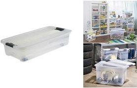 Produktbild OKT Aufbewahrungsbox "Kristall-Box", mit Rollen, 33 Liter Box und Deckel: natur-transparent / Clips:... (33 l)