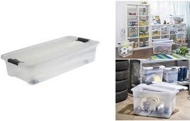 Actual product image OKT Crystal Box" storage box, with castors, 33 litre Box and lid: natural-transparent / Clips:... (33 l)