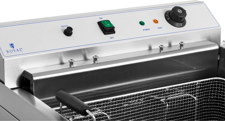 Produktbild Royal Catering Fettbackgerät Edelstahl Friteuse Fritteuse Fritöse Kaltzone Ablage 9000 W 30 L