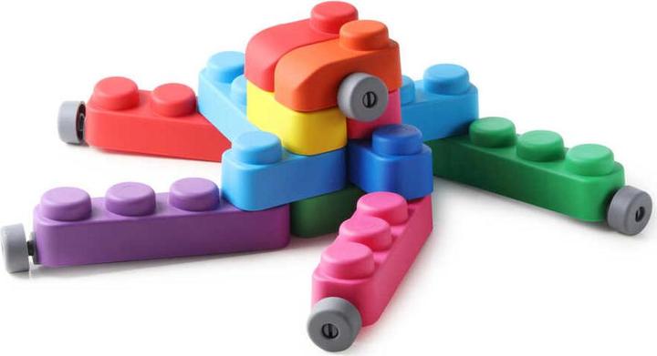 Actual product image Montessori Toys, educational toys, soft blocks and wheels - 21 blocks and 16 wheels