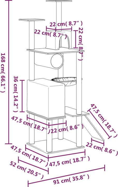 Image du produit vidaXL Kratzbaum (168 cm, Gris clair)