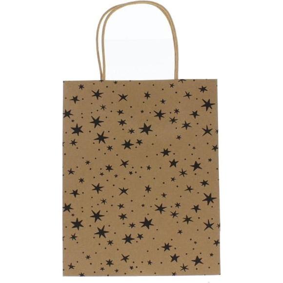MICA Living, Geschenkverpackung, Geschenktasche Sterne - braun/schwarz - ca. 25 x 11 x 33 cm (Geschenktüte)