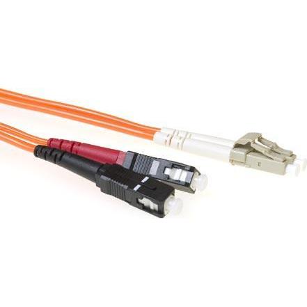 Thumbnail - ACT 0.5 meter LSZH Multimode 62.5/125 OM1 fiber patch cable duplex with LC and SC connectors (0.50 m), Netzwerkkabel