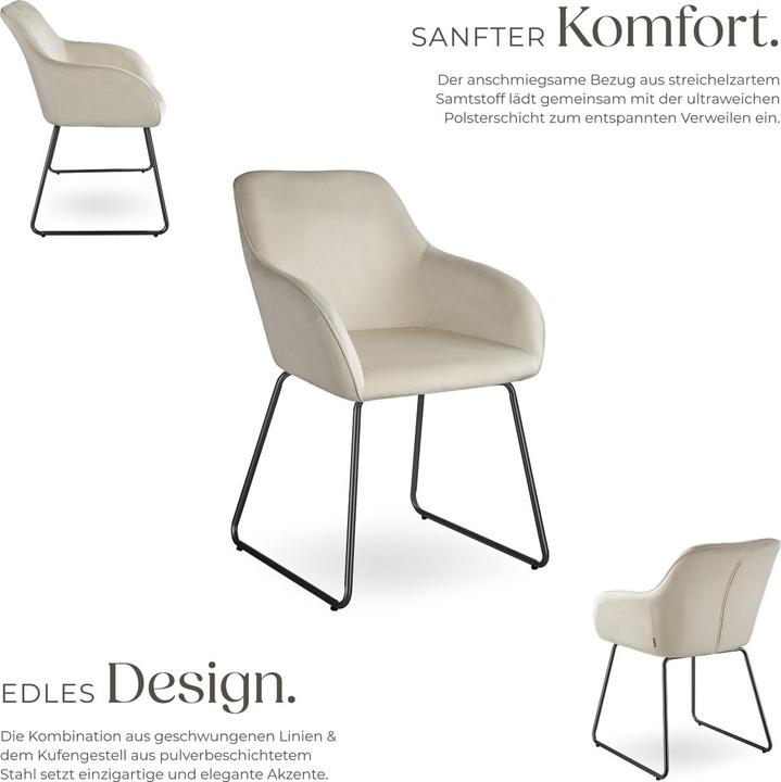 Actual product image tectake Dining chair Jeane, velvet look, cantilever frame