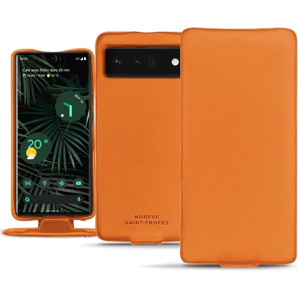 Noreve Lederschutzhülle vertikal (Google Pixel 6 Pro), Smartphone Hülle, Orange