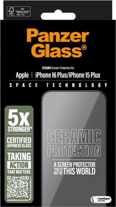Actual product image PanzerGlass Ceramic Protection Ultra-Wide Fit (1 Piece, Apple iPhone 16 Plus, Apple iPhone 15 Plus)
