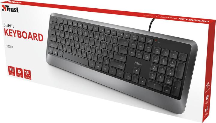 Produktbild Trust Erou Leise Tastatur (QWERTZ, Deutsches Tastaturlayout) Schwarz (DE, Kabelgebunden)