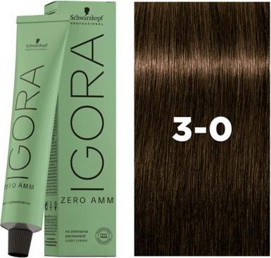 Actual product image Schwarzkopf Igora Zero AMM - 3-0 Dark Brown (3-0 Dark Brown)