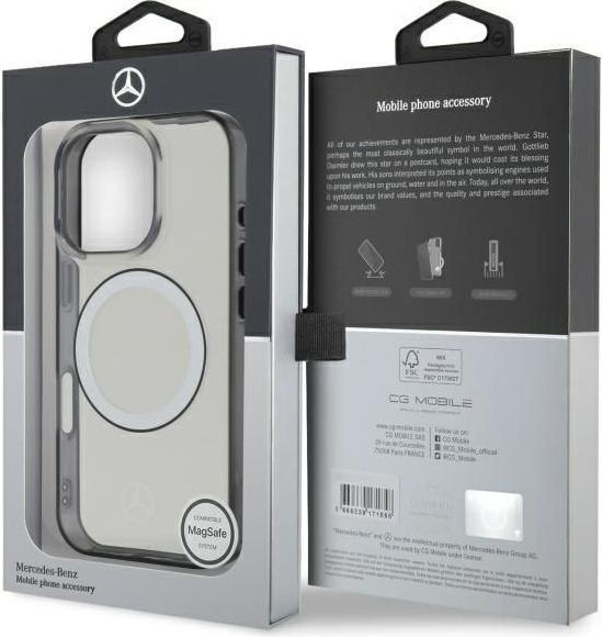 Actual product image Mercedes MEHMP16L23HUOKC iPhone 16 Pro 6.3" transparent hardcase Printed logo MagSafe (Apple iPhone 16 Pro)