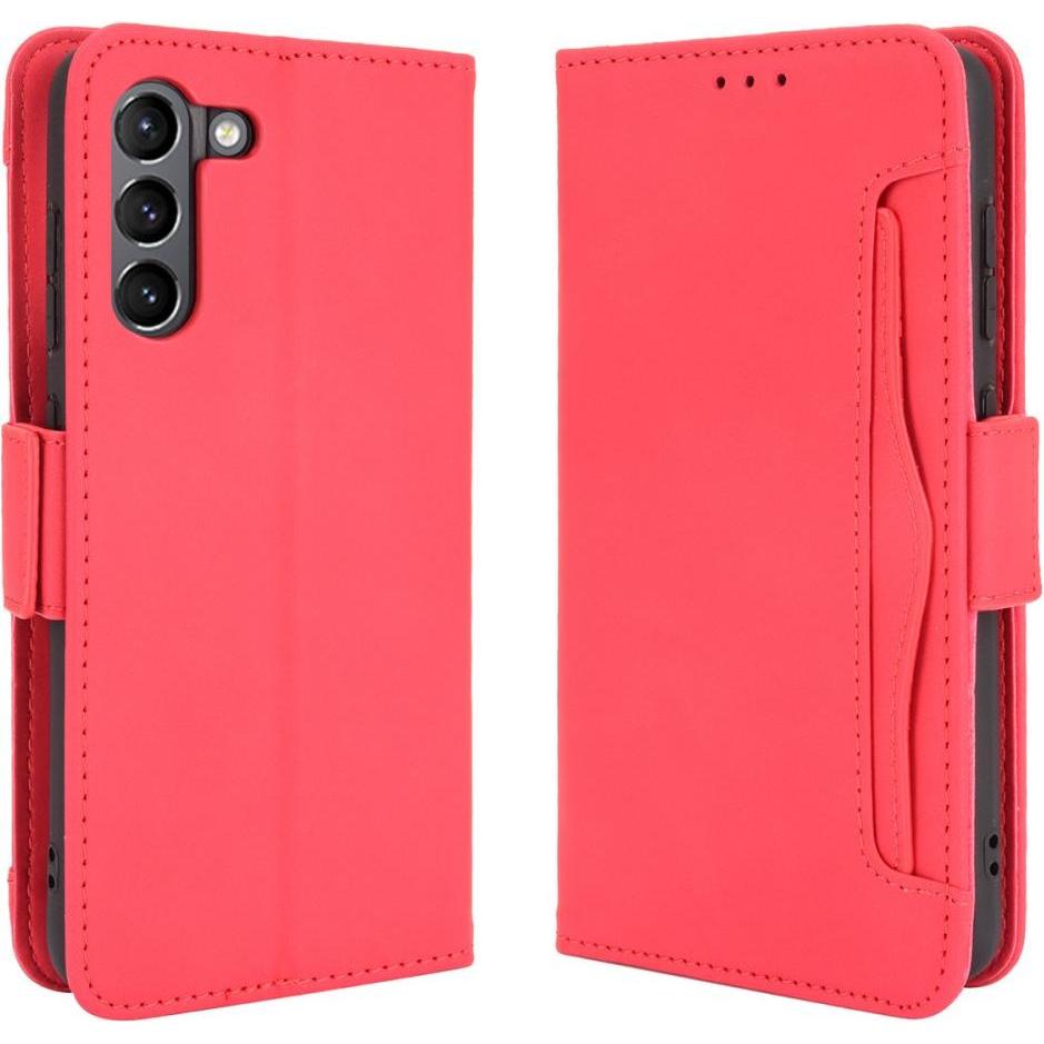 Cover-Discount Galaxy S21 FE - Etui mit vielen Kartenfächer rot (Samsung Galaxy S21 FE), Smartphone Hülle, Rot