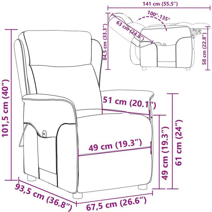 Produktbild VidaXL Massagesessel Dunkelbraun Stoff