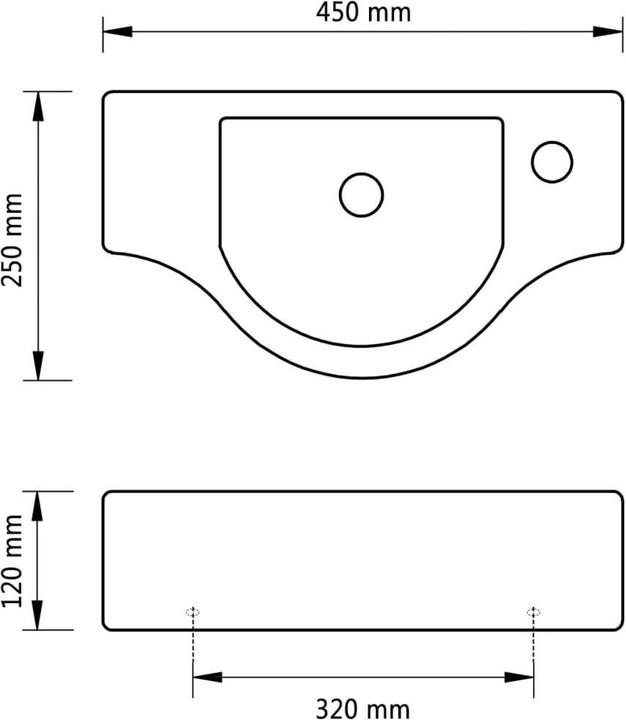Actual product image vidaXL Waschtisch (250 mm, 450 mm)
