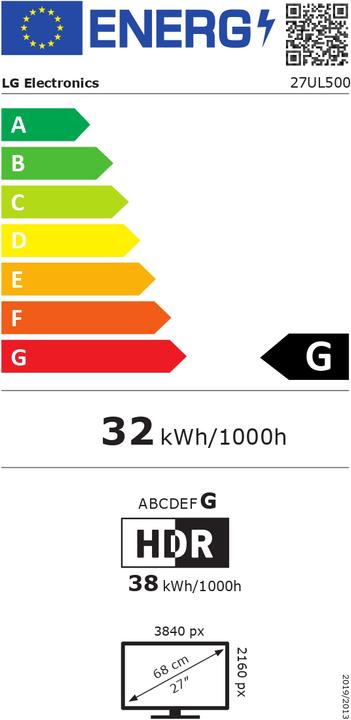 Energy Label LG 27UL500-W.OU (3840 x 2160 Pixels, 27")