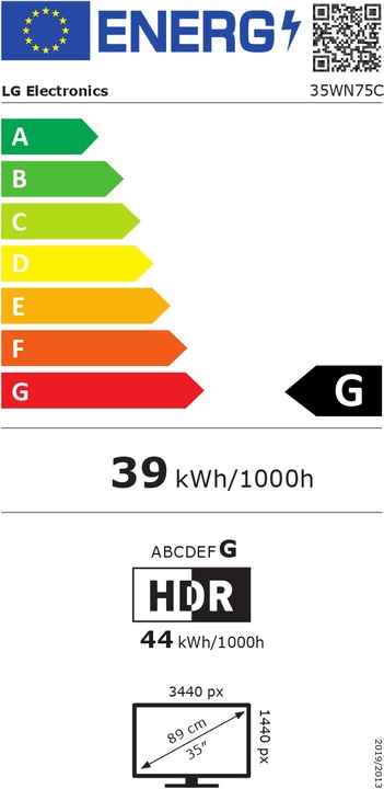 Energie-Label LG 35WN75C-B (3440 x 1440 Pixel, 35")
