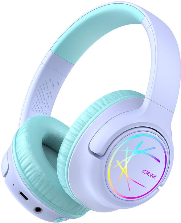 Iclever BTH18 Headphones Kids LED C10-2083N-02 BT, 74/85 dB, 43h, purple